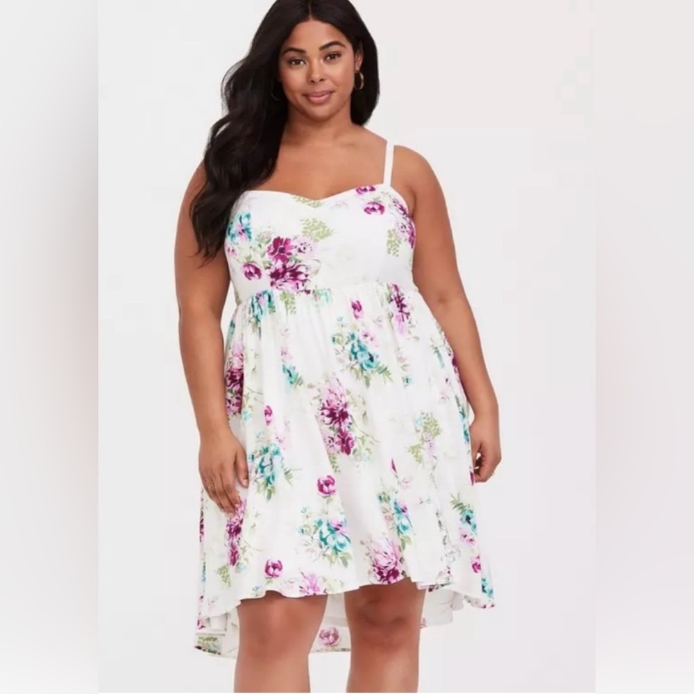 Torrid Floral Print White Dress